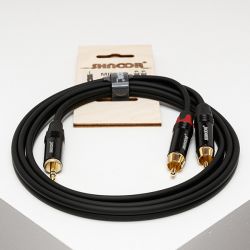 MJ2RCA-10m Y-кабель миниджек - 2 RCA с литым копусом и позолоченными контактами, 10м, SHNOOR